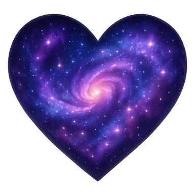 heart with a swirling galaxy inside, digital illustration style, no background sticker