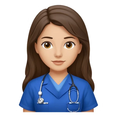 pretty brunette nurse with long hair in royal blue  scrubs sticker