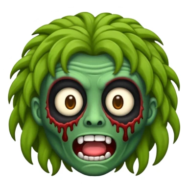 Faça um emoji de zumbi que se pareça comigo. Categorias: cabelo ondulados pretos, pele verde, usa aparelho! sticker