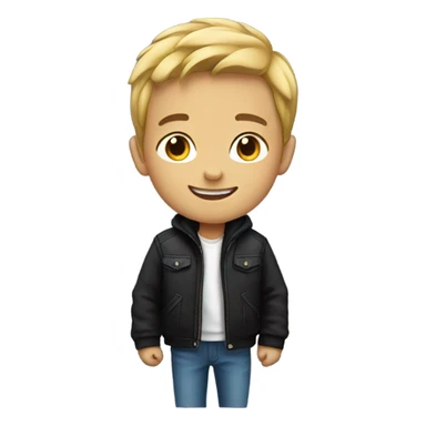 smiling boy in black jacket sticker