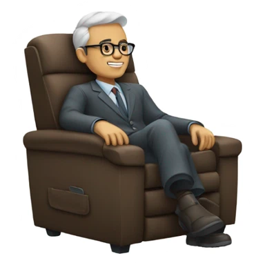 dude with glasses on recliner chair  sticker