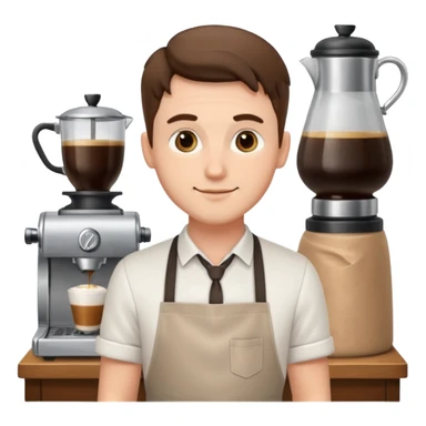barista man with apron sticker