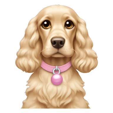 Blond cocker spaniel wearing two light pink sleighbell sticker