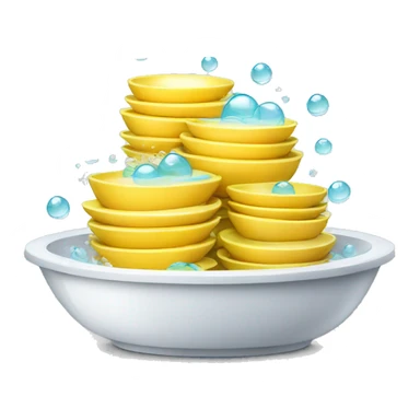 clean stack of dishes with bubbles sticker