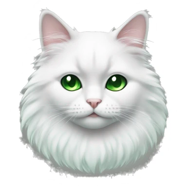 Fluffy black and white cat with green eye sticker