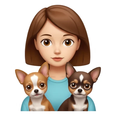 girl with mid-short brown hair and 2 chihuahuas sticker