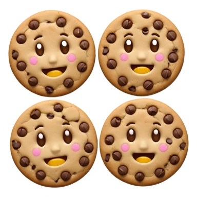 please create cookie emojis, similar to a cookie that looks like it's smiling for a happy cookie, or a cookie that looks like it's frowning for a sadcookie. please use other emotions other than happy or sad sticker