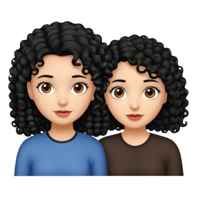2 girl best friends. One who is black with black hair and dark brown eyes. one who is white with curly dark brown hair and dark brown eyes. sticker