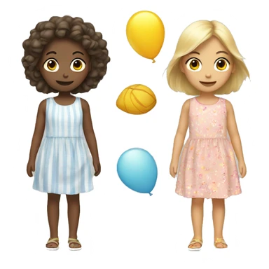 playful girls in summer dresses sticker