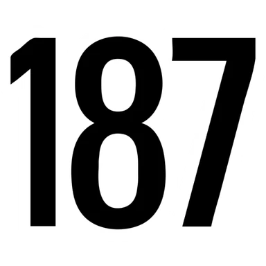 number 187 in bold modern font OT style clear legible sticker