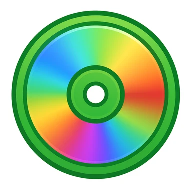 CD disk in emoji style, green sticker