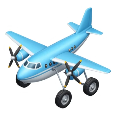 The aircraft's landing gear is one inflated, plump wheel with a strut, black in color, cartoon-style, isometric sticker