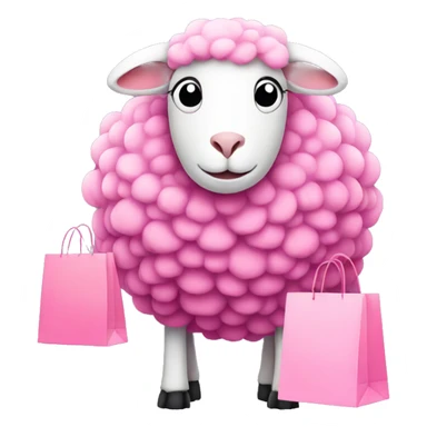pink sheep with shopping bags  sticker