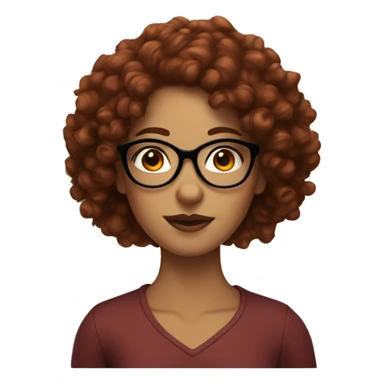 Tan girl with dark red curly hair and glasses with long lashes sticker