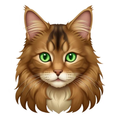 A light brown and black long haired Maine coon kitty with green eyes sticker