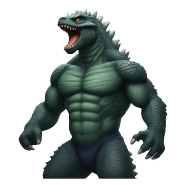 strong godzilla at gym sticker