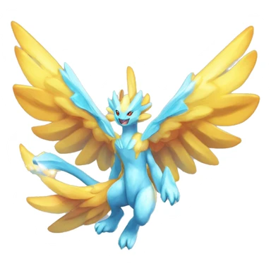 Celestial Godly Powerful Crystallic Colorful Vibrant Colors Flying Advanced Fakémon-Legendary-Pokémon-Creature Full Body sticker