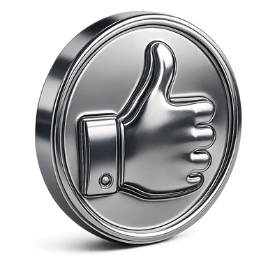 round metallic thumbs up emoji shiny alloy finish crisp industrial unified metal-inspired emoji set sticker