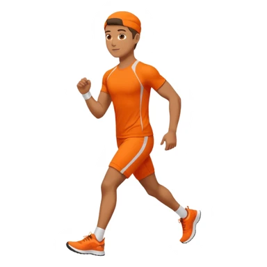 mach mir eine atheltischen typen mit orangener fitness kleidung der gerade einen sapziergang macht sticker