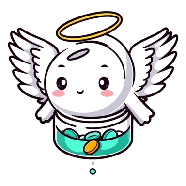 Cute medicine pill or capsule with angel wings flying sticker