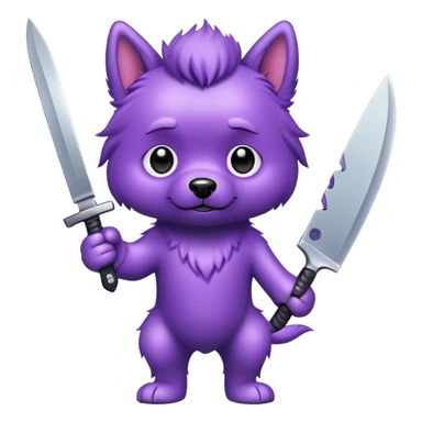 Purple dog holding a knife  sticker