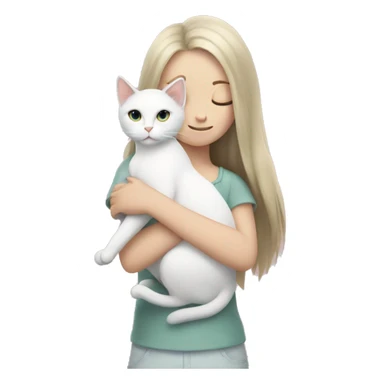 A white cat in the girl's arms sticker