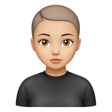 WITHE CAT STAND WITH HAZEL EYES , BLACKF BUZZ CUT LIGHT SKIN ROUND FACE GIRL sticker