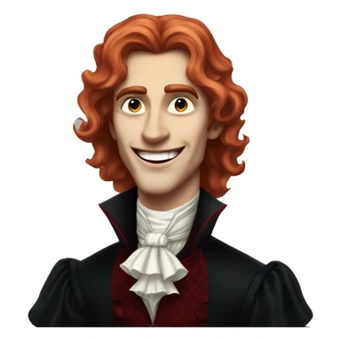 smiling man vampire lestat de lioncourt portrait with red hair sticker