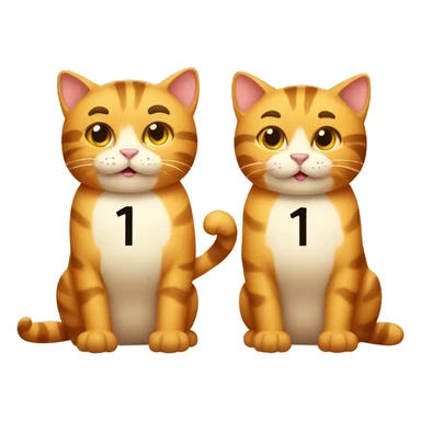 two muscular cats holding up the number 13 sticker
