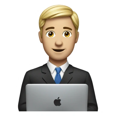 realistic emoji of a male attendant using his macbook sticker