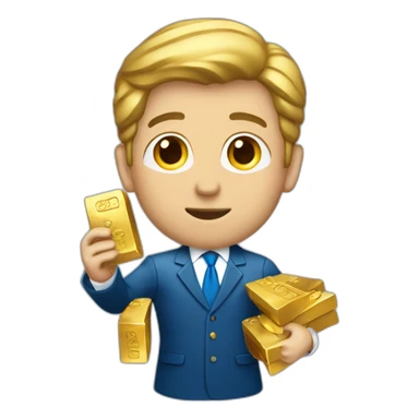 Posh-man-with-blue-suit-offering-goldbar sticker