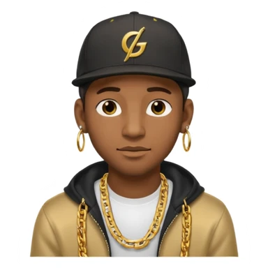 black guy with golden chains earloops and a snapback cap sticker