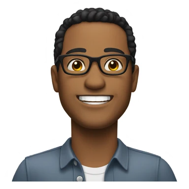 Man with light tan skin and glasses and black hair smiling sticker