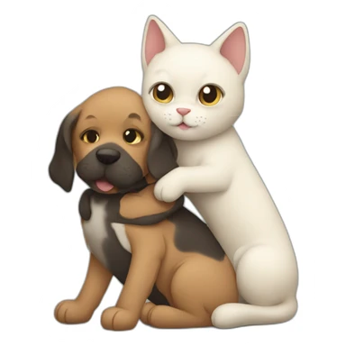 cat hugging a dog sticker