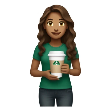 Brown hair starbucks girl sticker