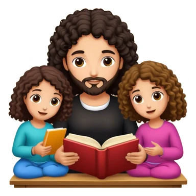 Devotional Christ with 3 girls black curly in house reading sticker