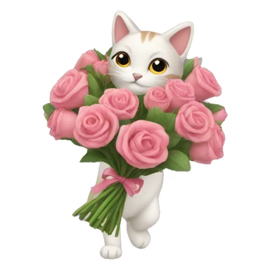 Cat carrying bouquet  sticker