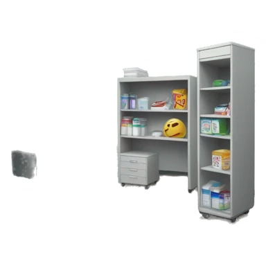 SCHOOL HEALTH ROOM WITH DESK, CHAIR AND HEALTH SUPPLIES sticker