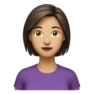 women,dark brown hair,using purple tshirt whith letters "4tech sticker