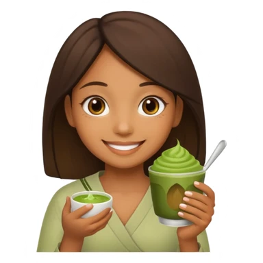 brown girl holding matcha sticker