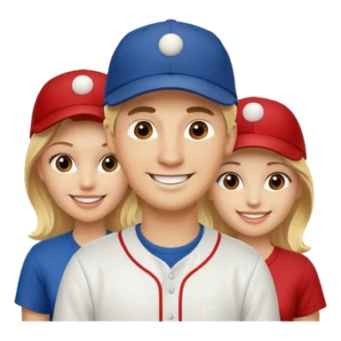 Two blonde women and a man with baseball cap on  sticker