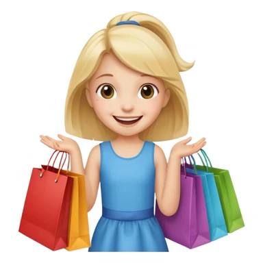 A little girl (he usually calls her baby), who is obsessed with shopping and luxury brands and holds a dozen of bags sticker