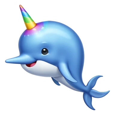 blue narwal with rianbow horn sticker