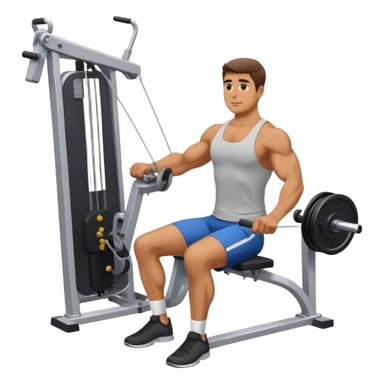 man doing seated cable-rows machine exercise sticker