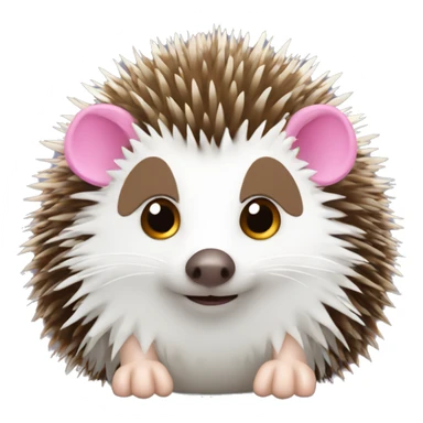 Hedgehog white brown quills one pink ear one brown ear different colored ears  sticker