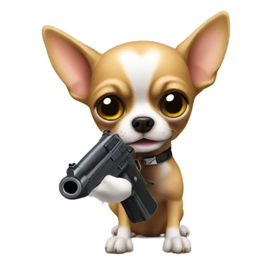 Chihuahua with a gun sticker