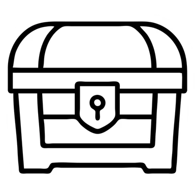 An outlined red medieval treasure chest from an RPG game sticker