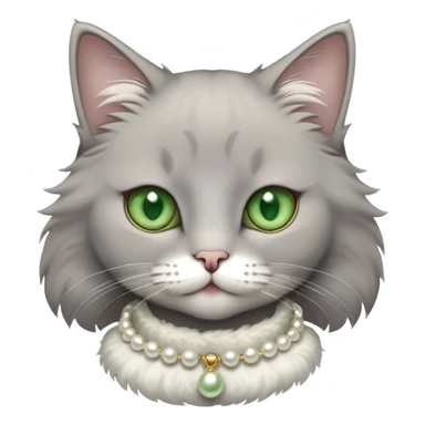 grey cat green eyes pearl collar  sticker