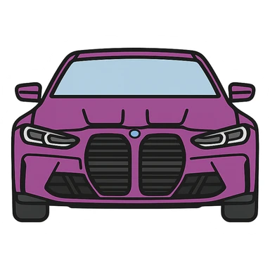 BMW G80 car, wildberry purple paint, glossy finish, icon style, transparent background sticker