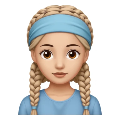 big lose braided woman face wiith big visible braids and mono color headband on head sticker